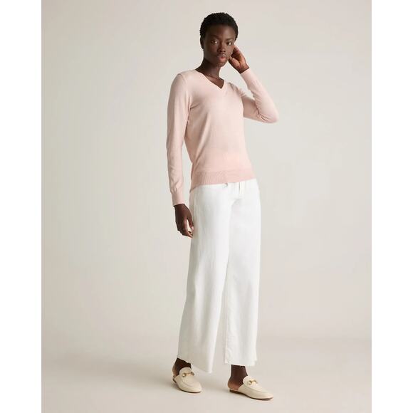 Quince Lightweight Cotton Cashmere V-Neck Sweater in Pink Size S✨ - Picture 4 of 13